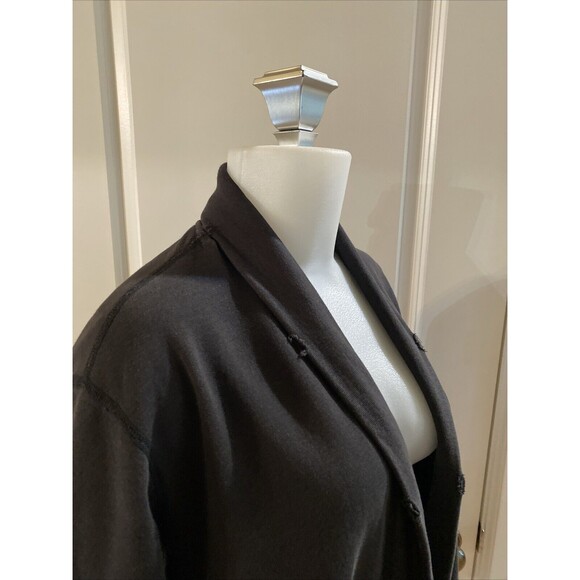Standard James Perse Black Distressed Open Front Cardigan Sweatshirt -Size 2 - Picture 5 of 16